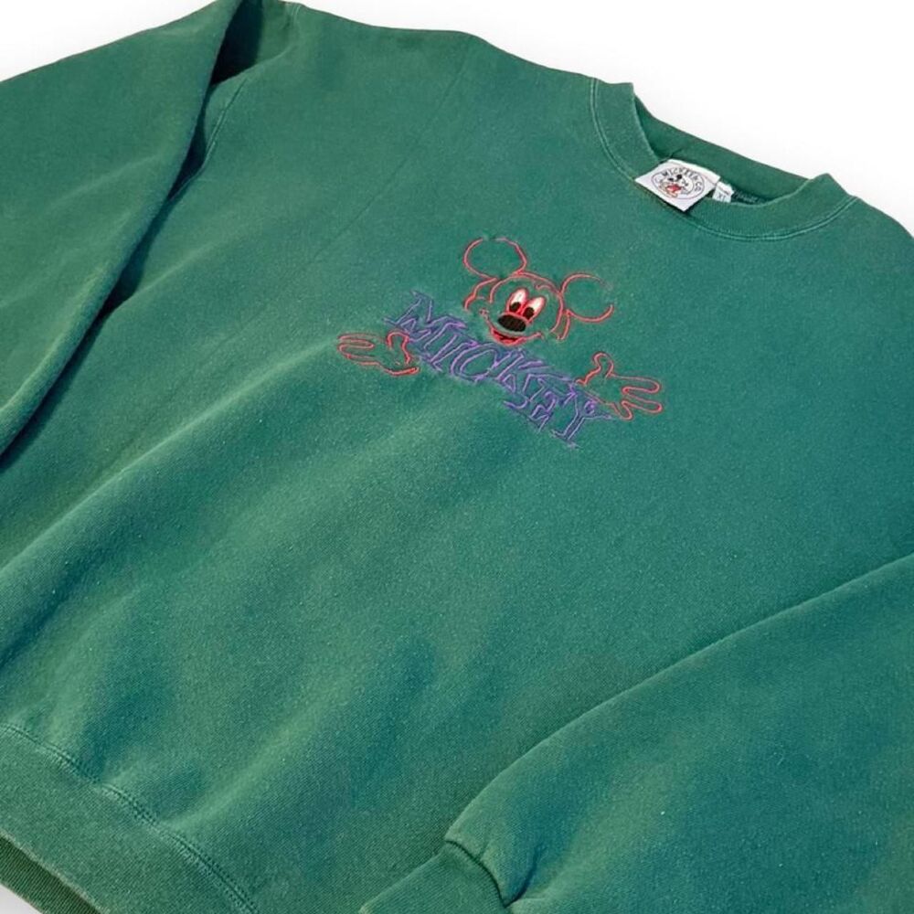 Vintage 90s Mickey & Co Disney Green Embroidered Sweatshirt XL